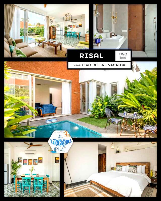 photos of two bed private pool villa in vagator near ciao bella